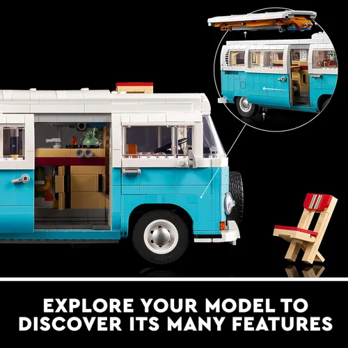 Miniatura 4 de LEGO Volkswagen T2 Camper Van 10279 Kit de construcción; construye una versión de modelo mostrable de la clásica furgoneta camper (2,207 piezas)