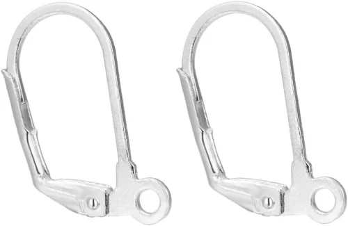 Miniatura 8 de Adabele 100 ganchos hipoalergénicos para aretes, alambre de oreja con cierre de palanca de 0.591 in de largo, latón chapado en plata esterlina