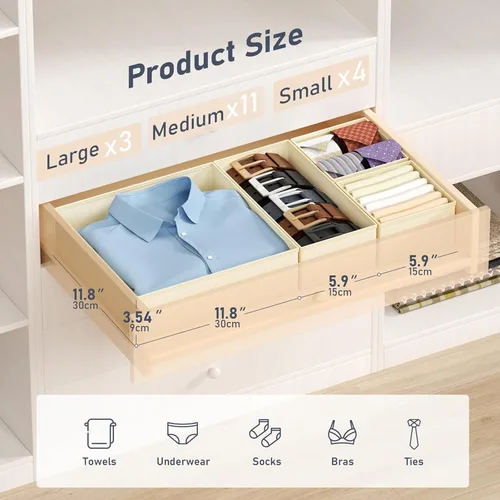 Miniatura 2 de DIMJ Organizador de Cajones para Almacenamiento de Ropa - Paquete de 18 Organizadores de Cómoda para Bebé para Guardería, Contenedores Organizadores