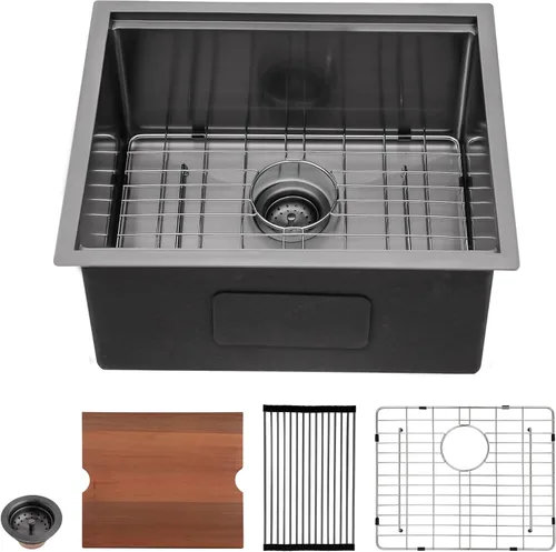Miniatura 17 de Sarlai 33 Fregadero de Cocina Empotrado - Fregadero de 33 x 19 Pulgadas Bajo Encimera Estación de Trabajo de Profundidad Sencillo Tazón 16 Calibre