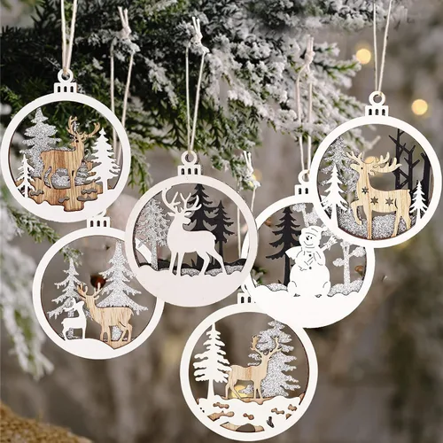 Miniatura 9 de GuassLee 16 adornos navideños de Navidad – Archivo de acrílico de madera 3D cortado, belén, manualidades, adornos para niños, árbol de decoración