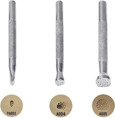 Miniatura 6 de Paquete de 3 sellos de cuero herramienta de estampado de cuero para trabajo de cuero, herramientas de artesanía de cuero, kit de estampado de fondo