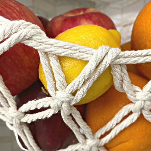 Miniatura 6 de Hamaca de frutas – Cesta de frutas colgante – Almacenamiento de productos y verduras para cocina debajo del gabinete – Gancho de plátano – macramé