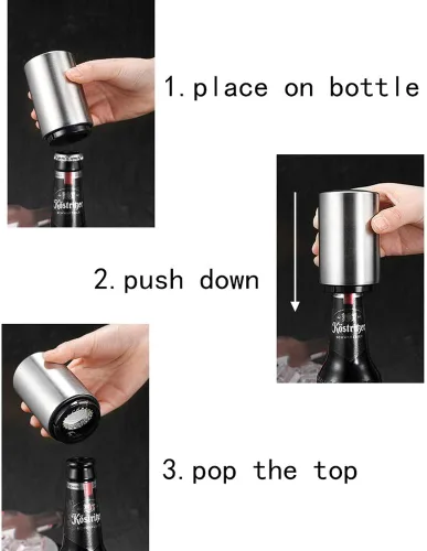 Miniatura 2 de Wekioger Abrebotellas de cerveza magnético de acero inoxidable de 4 piezas con captador automático