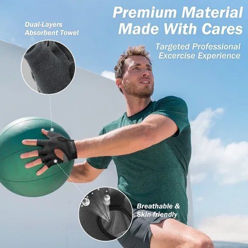 Miniatura 3 de LIFECT Freedom - Guantes de entrenamiento para levantamiento de pesas que cubre los nudillos, guantes cortos sin dedos con dorso curvo abierto