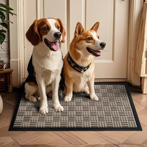 Miniatura 7 de Mibao Tapete para puerta delantera, resistente y duradero, tapete de bienvenida para interiores y exteriores, atrapador de suciedad, impermeable