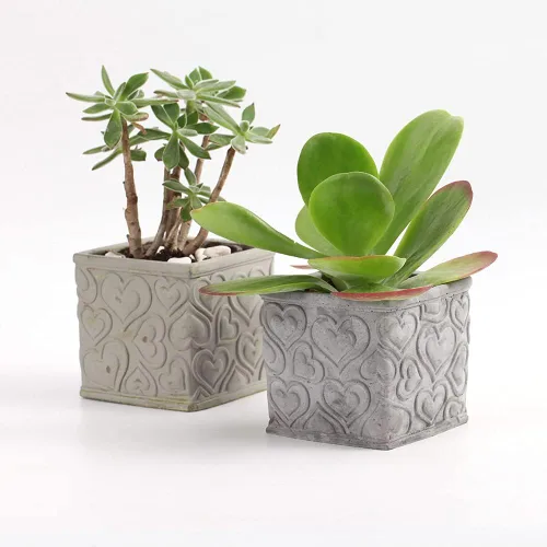 Miniatura 5 de NICOLE - Moldes cuadrados de silicona para maceteros de concreto para hacer macetas de flores para patrones de textura de corazón, jardinería, SH0656