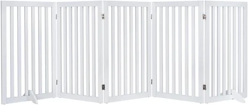 Miniatura 24 de unipaws Puerta para mascotas de pie libre de 24 pulgadas de alto para perros y gatos, puertas de madera para puerta, escaleras, valla plegable