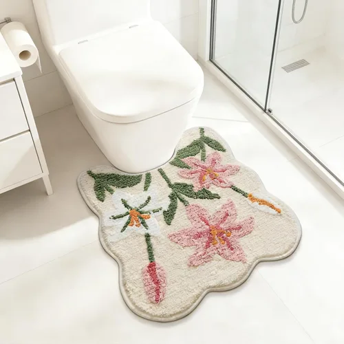 Miniatura 16 de Floral Pansy Bath Mat, Soft Non-Slip Plush Bathroom Rug with Colorful Flower Pattern, Ultra Absorbent Microfiber Shaggy Bath Rug, Machine Washable