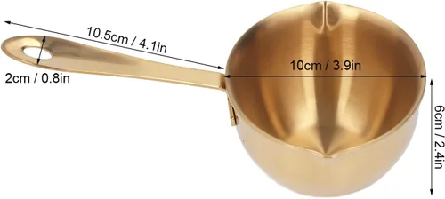 Miniatura 3 de Olla calentadora de mantequilla, olla calentadora de leche de 0.8 cuartos de galón con boquillas de vertido dobles, olla de acero inoxidable para Oro