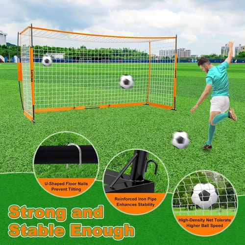 Miniatura 3 de Portería de fútbol plegable, 12×6 pies / 16×7 pies. Portería de fútbol portátil para el patio trasero, con configuración rápida, incluye 1 bolsa