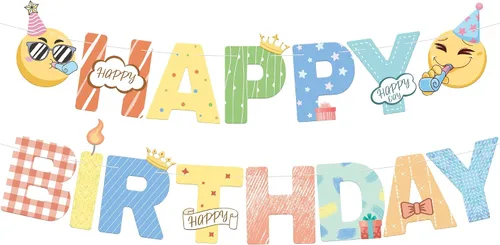 KatchOn, Cartel grande de feliz cumpleaños pastel – 10 pies | Cartel de feliz cumpleaños pre-encordado | Guirnalda para decoraciones de cumpleaños