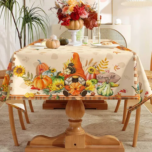 Miniatura 4 de Hexagram Mantel rectangular de otoño de 50 x 70 pulgadas, mantel de otoño naranja, mantel de camión de calabaza para decoración del hogar, cocina