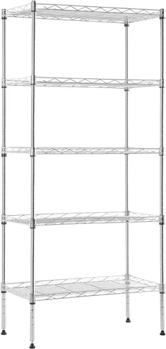 Miniatura 32 de Estantería de 3 niveles, estantería pequeña ajustable para armario, estantes de almacenamiento de cocina con ruedas, organizador de alambre de acero