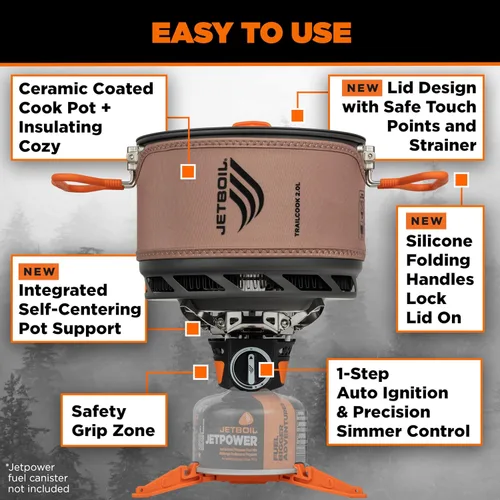 Miniatura 5 de Jetboil TrailCook - Estufa de camping y mochilero con control de calor ajustable, nuevo para 2026, color marrón