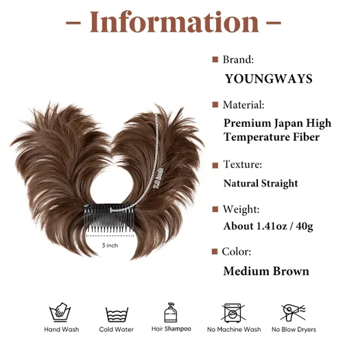 Miniatura 13 de Postizo de Cabello de Moño Desordenado Peine Lateral Clip en Moño de Cabello Postizo para Mujeres Corto Natural Liso Estilos Versátiles Ajustables