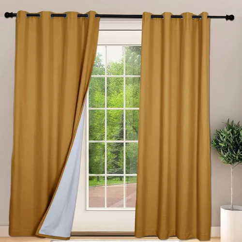 Miniatura 15 de Frelement Cortinas opacas extralargas de 108 pulgadas de largo, para sala de estar, cortinas de lino con bloqueo de luz, cortinas con aislamiento