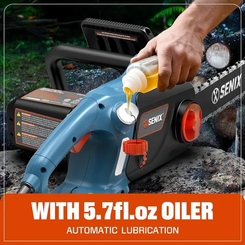 Miniatura 5 de SENIX Motosierra eléctrica, motosierra con cable de 18 pulgadas, sierra de cadena de 15 amperios para cortar madera, recortar árboles, herramienta