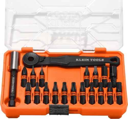 Miniatura 12 de KLEIN TOOLS 65200 Juego de trinquete, juego de mini trinquete de 5 piezas con Phillips, ranuradas y adaptador para otros tamaños de casquillo