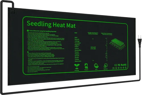 LOCONHA Tapete térmico para semillero para inicio de semillas, almohadilla térmica impermeable de 10 x 20.75 pulgadas para germinación de plantas de