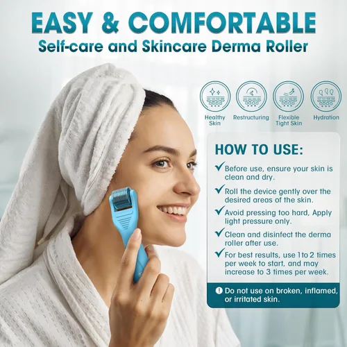 Miniatura 4 de Rodillo Derma para debajo de los ojos y la cara – Vitalysse - Herramienta de microagujas de titanio de 0.010 in para ojeras, ojos hinchados, líneas