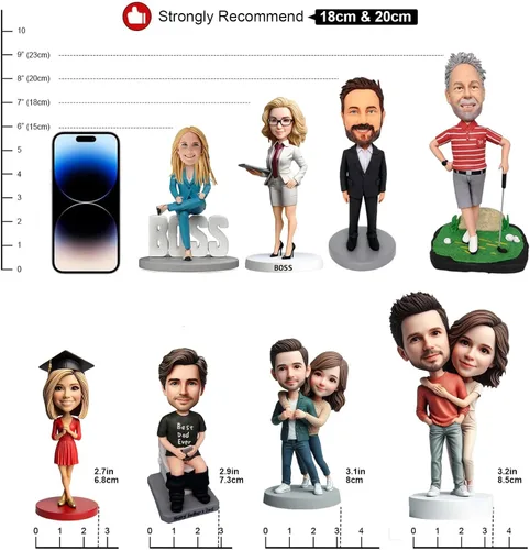 Miniatura 3 de Figura de cabeza de bobble personalizada, empleador masculino en traje negro, cabeza de bobble personalizada, figuras de cabeza de bobble, escultura