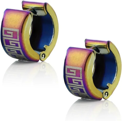 Miniatura 3 de Gem Stone King Aretes de aro de acero inoxidable con diseño de arco iris, 0.512 in de largo, 0.276 in de ancho, Metal