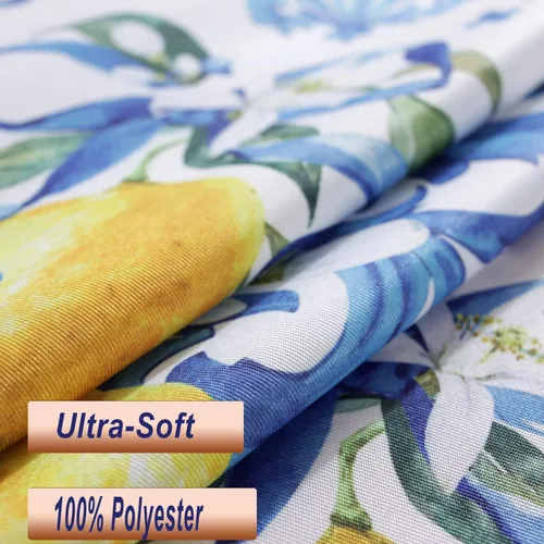 Miniatura 5 de SASTYBALE Mantel de limón lavable de verano impreso con flores de limones, impermeable, a prueba de derrames, de poliéster, para mesa de comedor