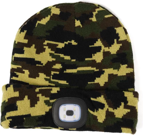 Miniatura 2 de Gorro LED unisex, linterna de invierno recargable por USB, gorro de Navidad con luz para hombres camuflaje/verde militar