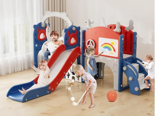 Miniatura 10 de XJD - Juego de tobogán y columpio 13 en 1 para niños pequeños, tobogán para niños de 1 año en adelante, juego de exterior para niños pequeños