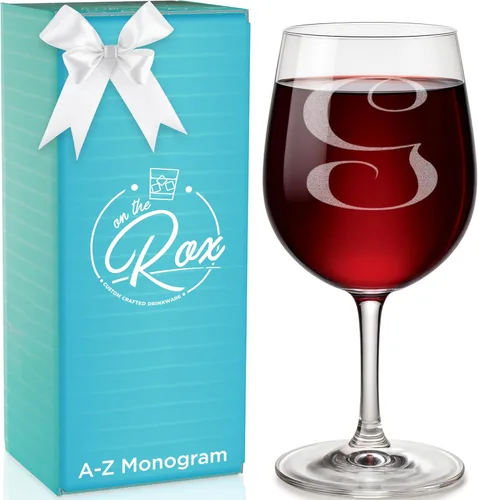 Miniatura 12 de Regalos de vino con monograma A-Z para mujer, copa de vino personalizada grabada de 12.75 onzas, regalos divertidos con monograma para amantes