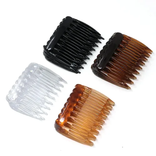 Miniatura 6 de Honbay 24 peines de plástico con 9 dientes, clips laterales para boda, velo de novia, peluca, tocados, accesorios de giro para peinado, moño, moño