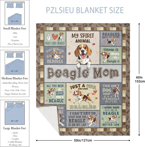 Miniatura 4 de Regalos de Beagle para mujeres, mantas de Beagle de 60 x 50 pulgadas, regalo de Beagles para amantes de mamá, regalos para dueños de perros Beagles