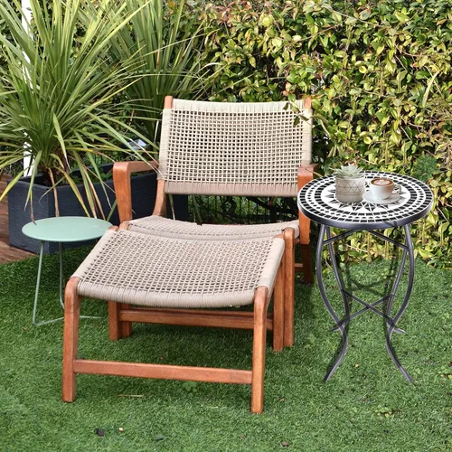 Miniatura 7 de Vipush Mesa auxiliar de mosaico para patio, mesa de centro para exteriores, mesa de centro bistró, soporte para plantas, mesa auxiliar redonda