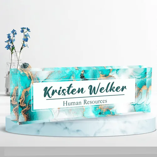 Miniatura 11 de Placa de nombre de escritorio personalizada, placa de nombre de acrílico de margarita africana de alta calidad, placa de nombre personalizada