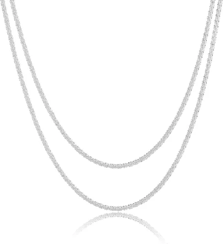 Miniatura 7 de Kyerlyn Collar en capas para mujer, chapado en oro de 14 quilates, collar de espiga de doble capa, collar de cadena de serpiente de doble capa