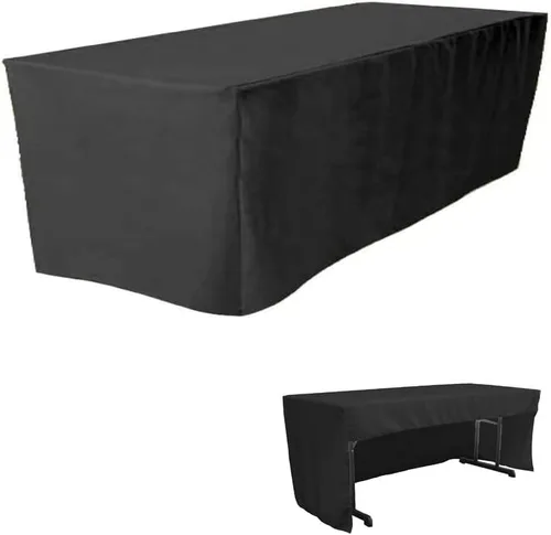 BEEKAY Mantel rectangular de 3 caras de 4 pies de 4 pies, color negro, con parte trasera abierta, rectangular, de 48 x 24 pulgadas, de poliéster,