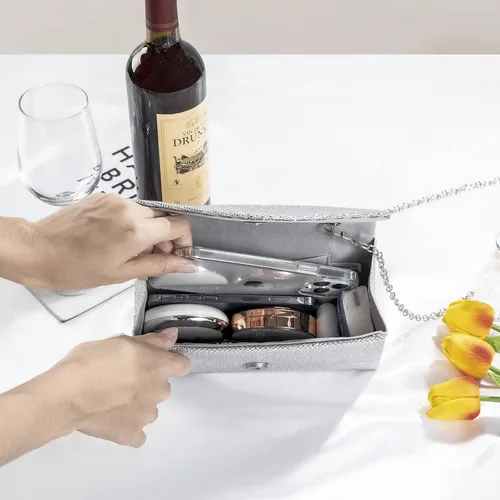 Miniatura 4 de Bolsas de noche brillantes para mujer, bolso de mano con diamantes de imitación para fiesta, graduación, boda