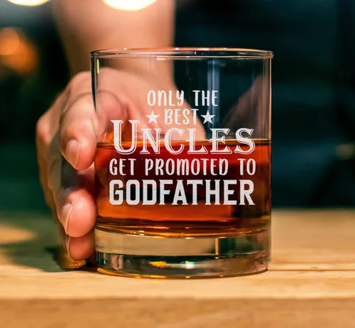 Miniatura 3 de Only The Best Uncles Get Promoted To Godfather - Vaso de whisky de 11 onzas – Regalo especial para padrino para comunión, bautismo, ¿serás mi padrino
