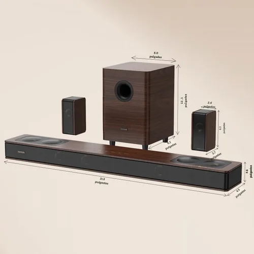 Miniatura 9 de Sistema de sonido envolvente 5.3.4 insignia con Dolby Atmos, barra de sonido con 2 envolventes inalámbricos, tecnología de acoplamiento de graves