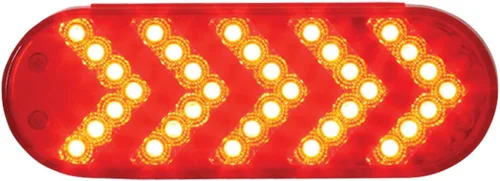 Grand General 77126 - Luz LED (secuencial rojo ovalado de 5 flechas Spyder 35, lente roja), 1 paquete Rojo/Rojo