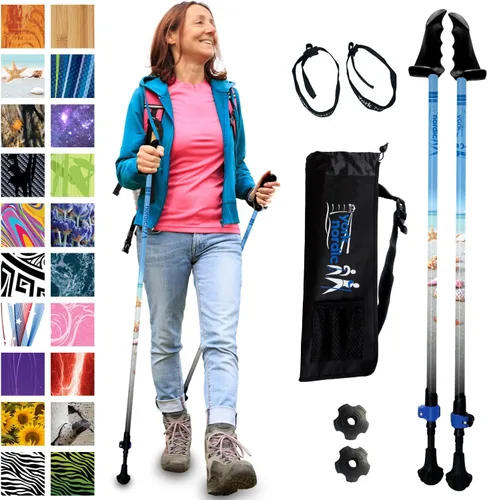 York Nordic Motivator - Bastones de caminata para equilibrio y rehabilitación - Agarres de estabilidad patentados - Ligeros, ajustables y plegables