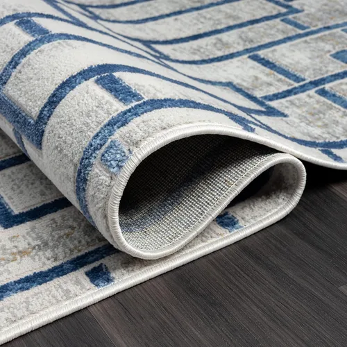 Miniatura 6 de Abani Atlas - Alfombra rectangular de 4 x 6 pies, color azul/gris, duradera, no desprende pelusa, fácil de limpiar
