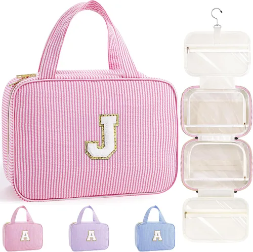 Miniatura 74 de TOPEAST Neceser colgante de viaje, bolsa de aseo personalizada con inicial, regalos de cumpleaños para mamá, hija, hermana, amigas, artículos Púrpura