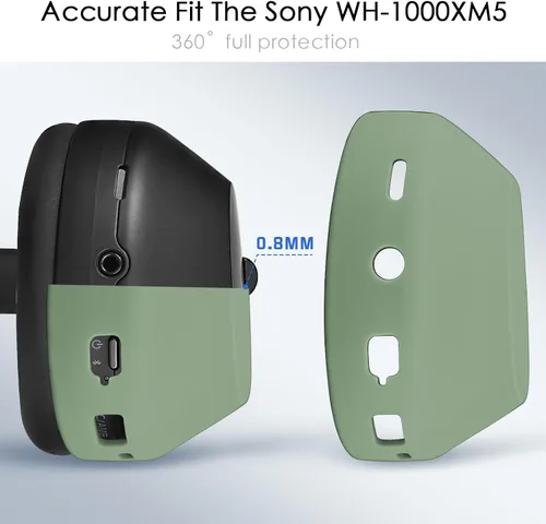 Miniatura 6 de Funda de silicona para Sony WH-1000XM5, Sony xm5 Wireless Headphones Funda protectora, color verde cactus