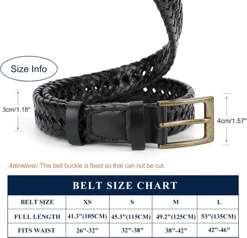 Miniatura 5 de Cinturón de cuero trenzado para hombre, jeans casuales, golf, hebilla de aleación tejida de cuero para hombre, cinturones trenzados a mano, regalo