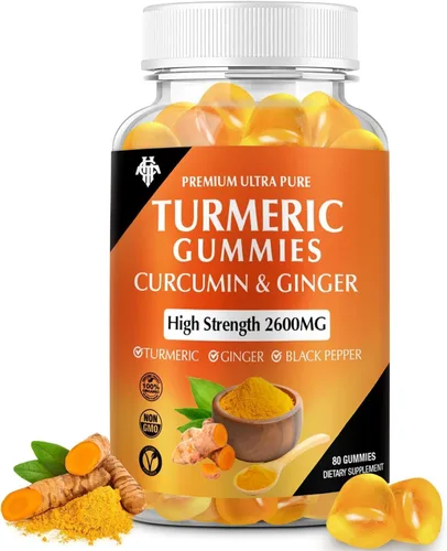 Gominolas de Cúrcuma y Curcumina (1 Paquete) - Suplementos de Cúrcuma y Curcumina con Jengibre y Pimienta Negra para el Apoyo al Sistema