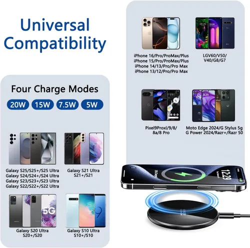Miniatura 3 de Cargador inalámbrico de 20 W, almohadilla de carga inalámbrica de 20 W, cargador rápido inalámbrico compatible con iPhone 17/17 Pro