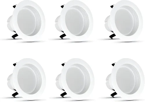Feit Electric Juego de 6 lámparas empotrables LED de 4 pulgadas con moldura de deflexión - Adaptador estándar E26 - Luz diurna 5000K - Regulable -
