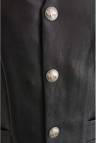 Miniatura 2 de Milwaukee Leather ML1359 - Chaleco de cuero negro para hombre, premium, con encaje lateral, para motociclista, con cierre de broches de níquel